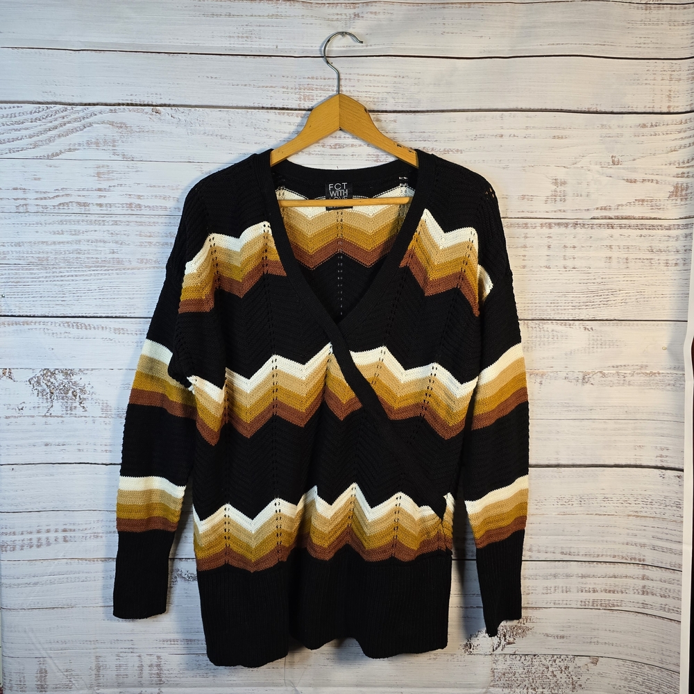 FCT With Love Chevron Stripe Knit Sweater Size 2X Boho Fall Cozy Pulloverโ